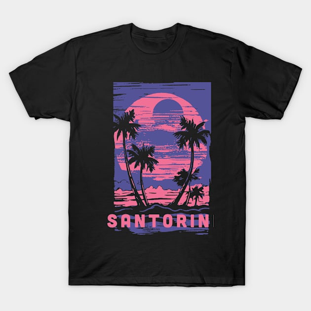 Santorini Greece Souvenir Lifestyle Cyberpunk Vacation Trip T-Shirt by livania